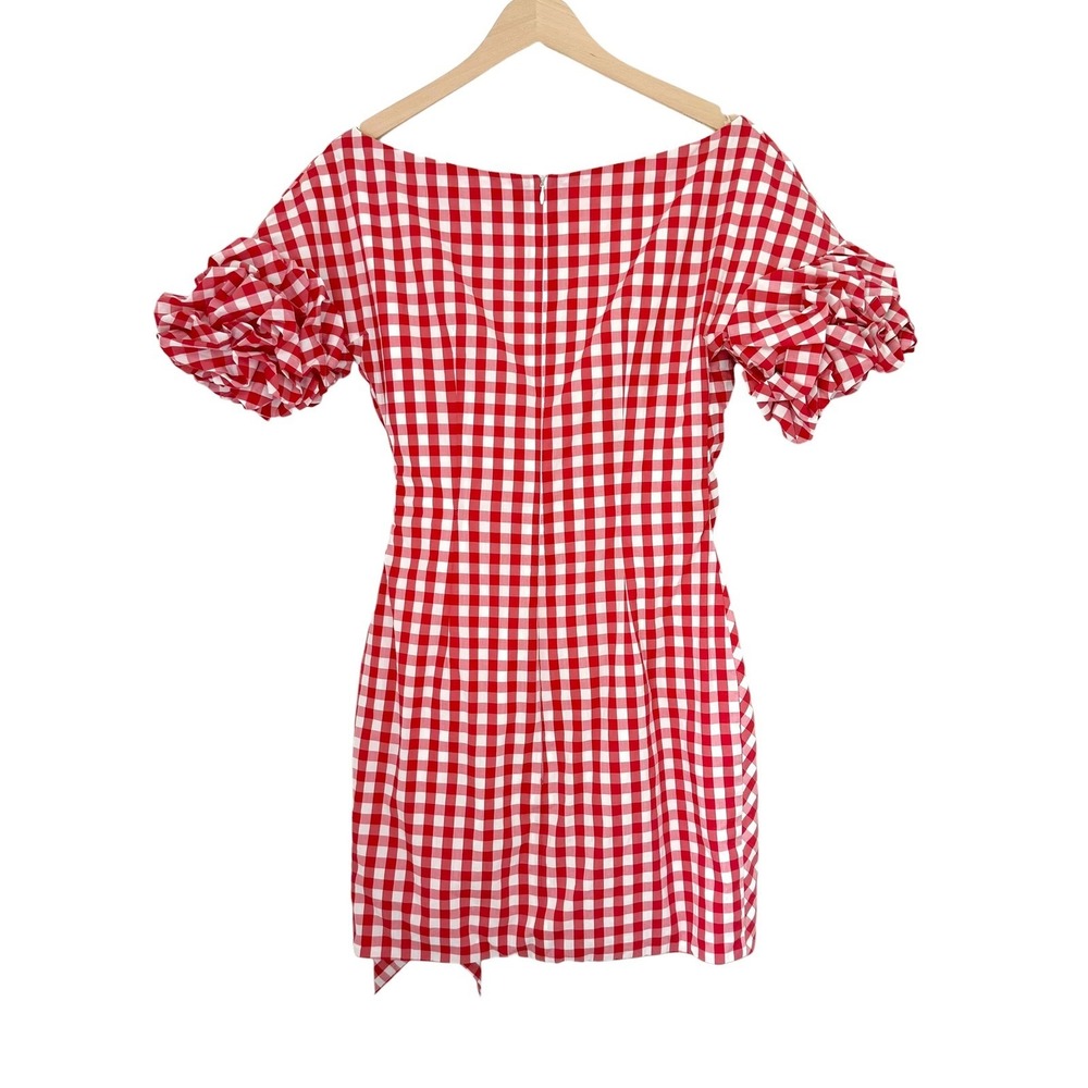 Fame and Partners x‎ REVOLVE Russo Red Gingham Wrap Mini Dress Size 4 - Picture 7 of 11